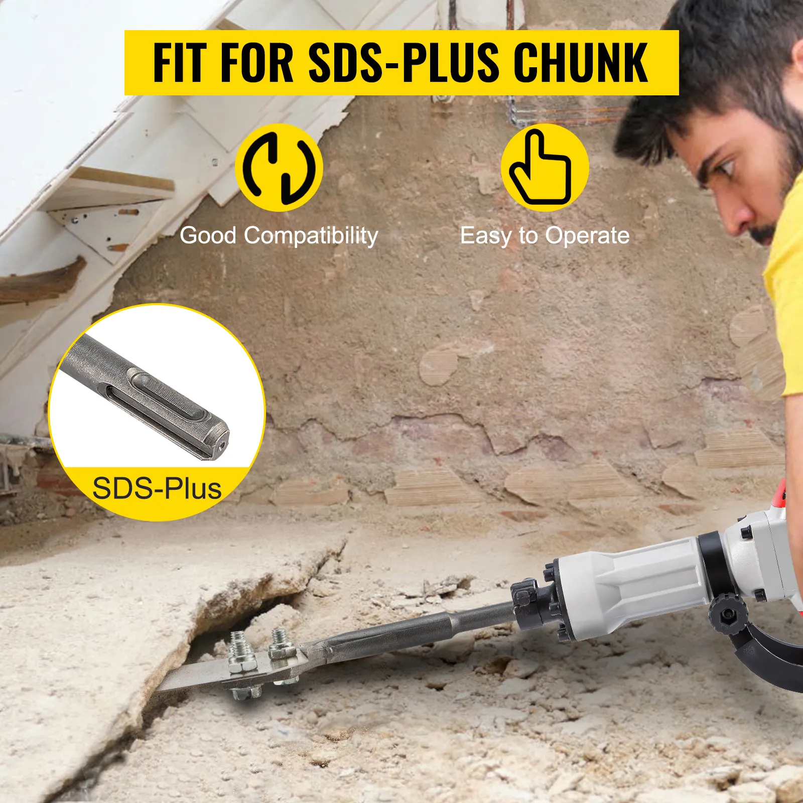 VEVOR clay spade with sds-plus compatibility, easy operation, and good performance.