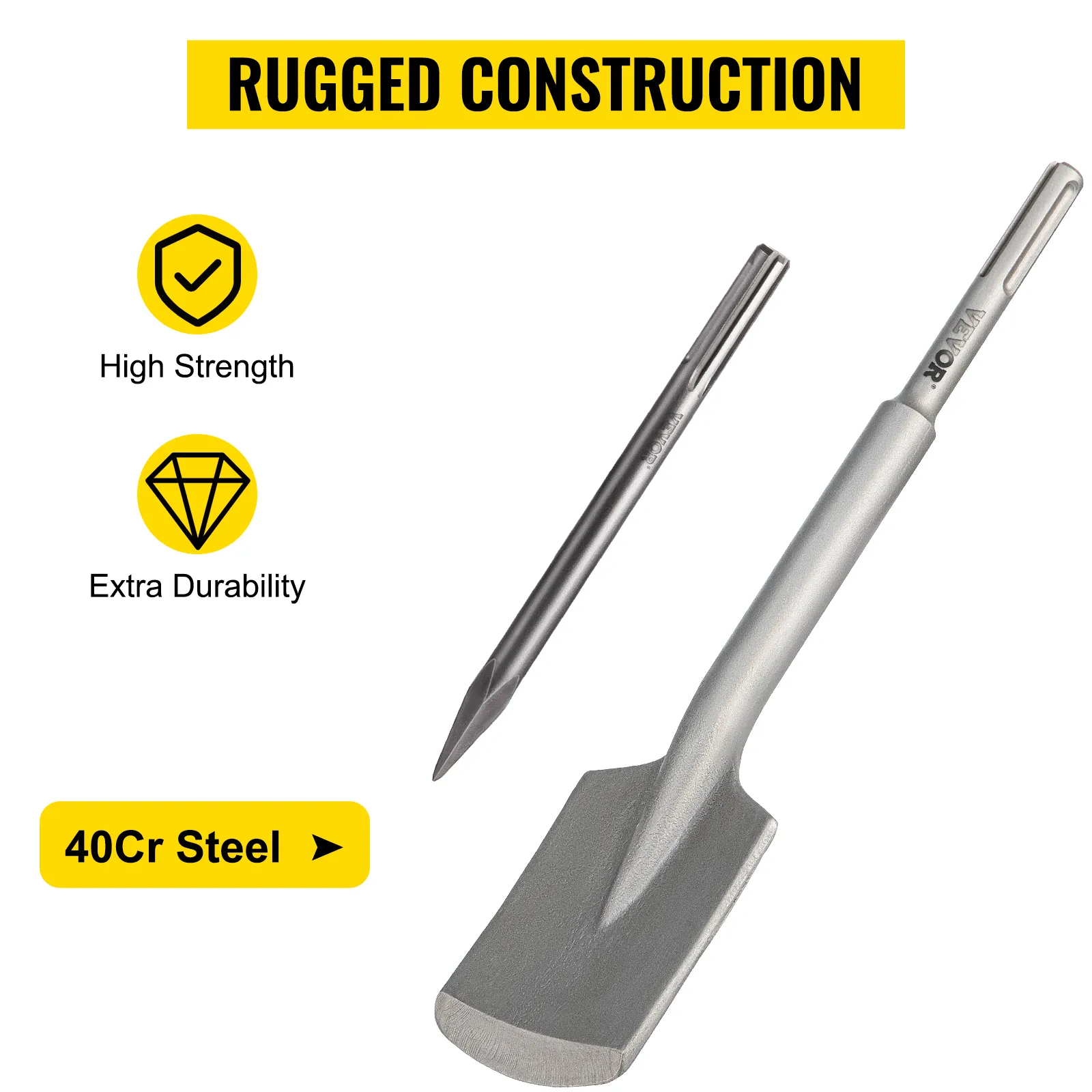VEVOR sds max clay spade with high strength and extra durability in 40cr steel.