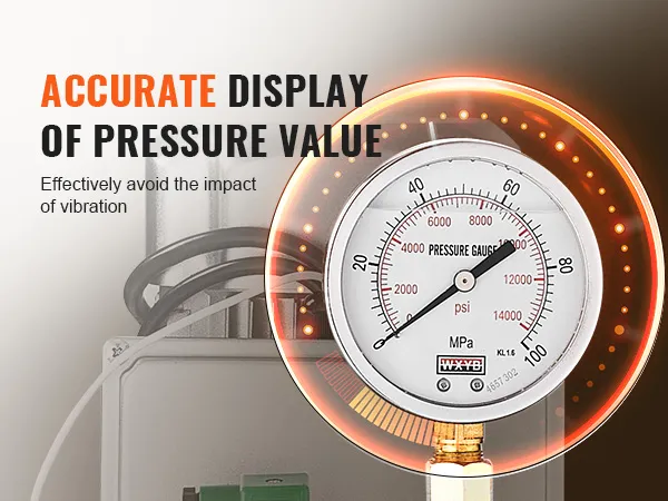 Visualización precisa del valor de presión en la bomba hidráulica eléctrica VEVOR, evitando el impacto de la vibración.