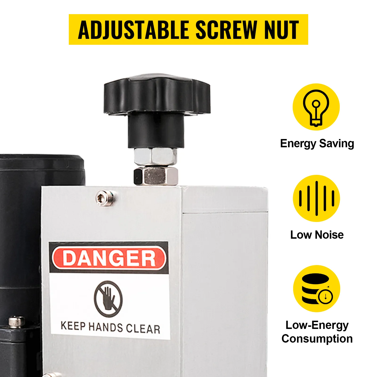 VEVOR cable wire stripping machine with adjustable screw nut, energy-saving, and low noise.
