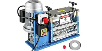VEVOR cable wire stripping machine with motor, control buttons, and exposed cutting area.