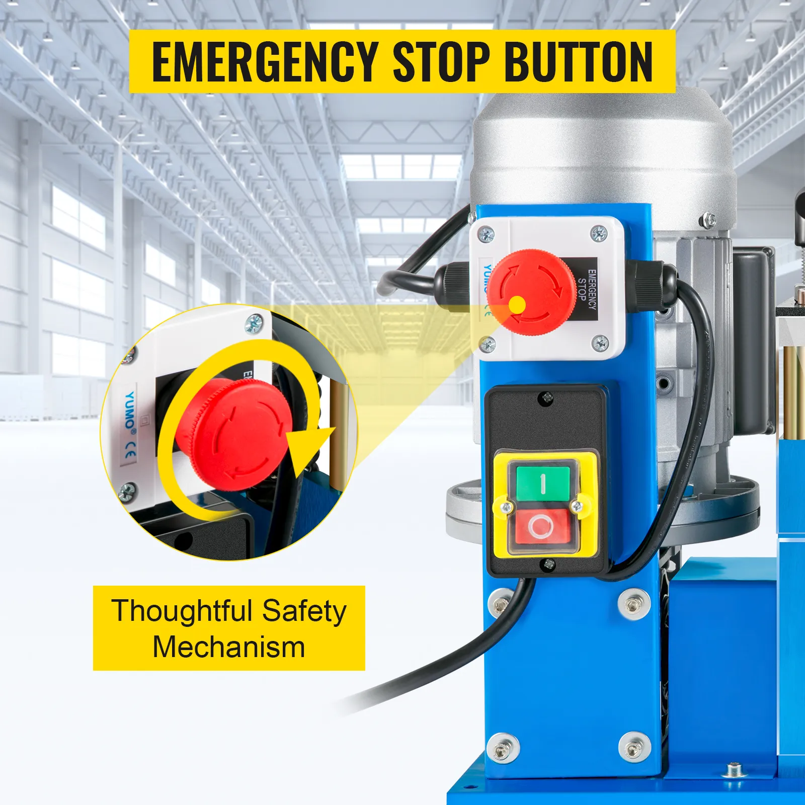 VEVOR cable wire stripping machine with emergency stop button for safety.