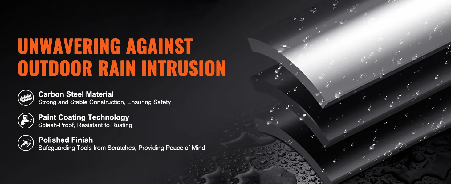 odporna na działanie deszczu, wykonana ze stali węglowej, z powłoką odporną na zachlapanie i polerowanym wykończeniem.