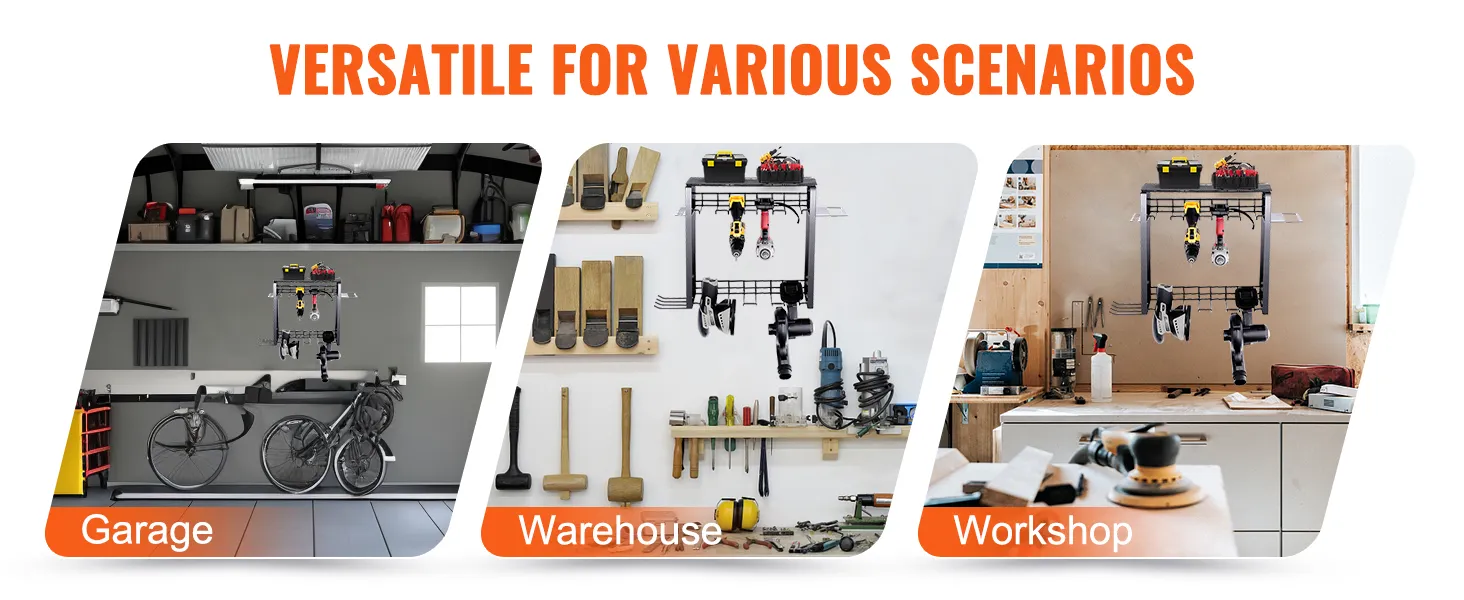 Organizer na elektronarzędzia VEVOR sprawdza się w garażu, magazynie i warsztacie w różnych sytuacjach.