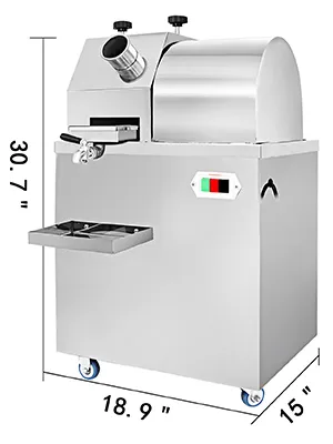 stainless steel VEVOR sugarcane press with dimensions 30.7"x18.9"x15".