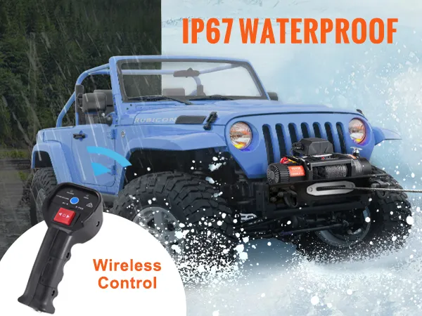 12V Electric Winch, 20000lbs Load Capacity Synthetic Rope Towing Winches For Jeep Truck SUV, With Wired Handle And Wireless Remote - Electric Winch, Offroad Winch