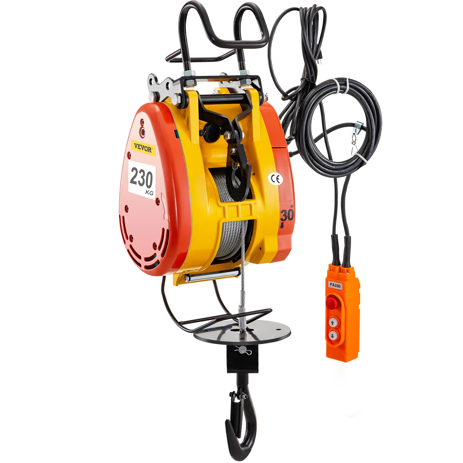 Polipasto eléctrico de cadena VEVOR con capacidad de 230 kg y unidad de control remoto.