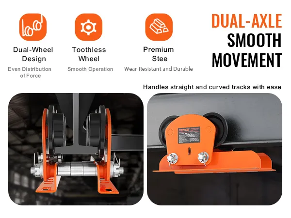Carrello di sollevamento elettrico VEVOR, movimento fluido a doppio asse, design a doppia ruota, ruota senza denti, acciaio di alta qualità.