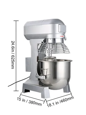 Mikser kuchenny VEVOR z misą ze stali nierdzewnej o wymiarach: 24,6 cala x 18,1 cala x 15 cali.