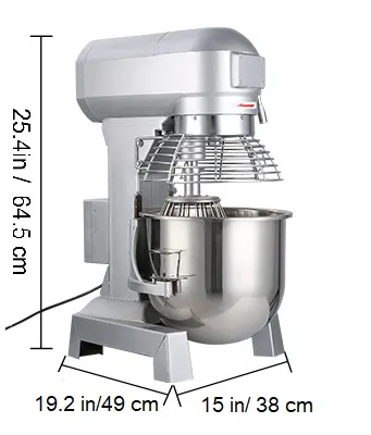 Batidora de alimentos comercial VEVOR con recipiente de acero inoxidable, 25,4 pulgadas/64,5 cm de alto.
