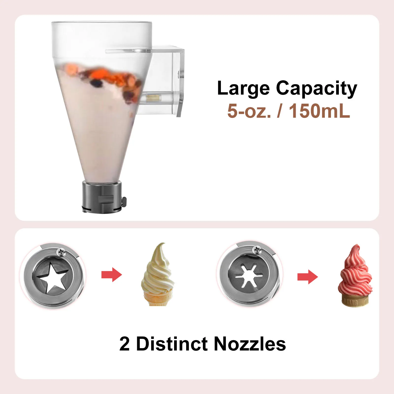 VEVOR frozen yogurt machine with large capacity, 2 distinct nozzles for various shapes.