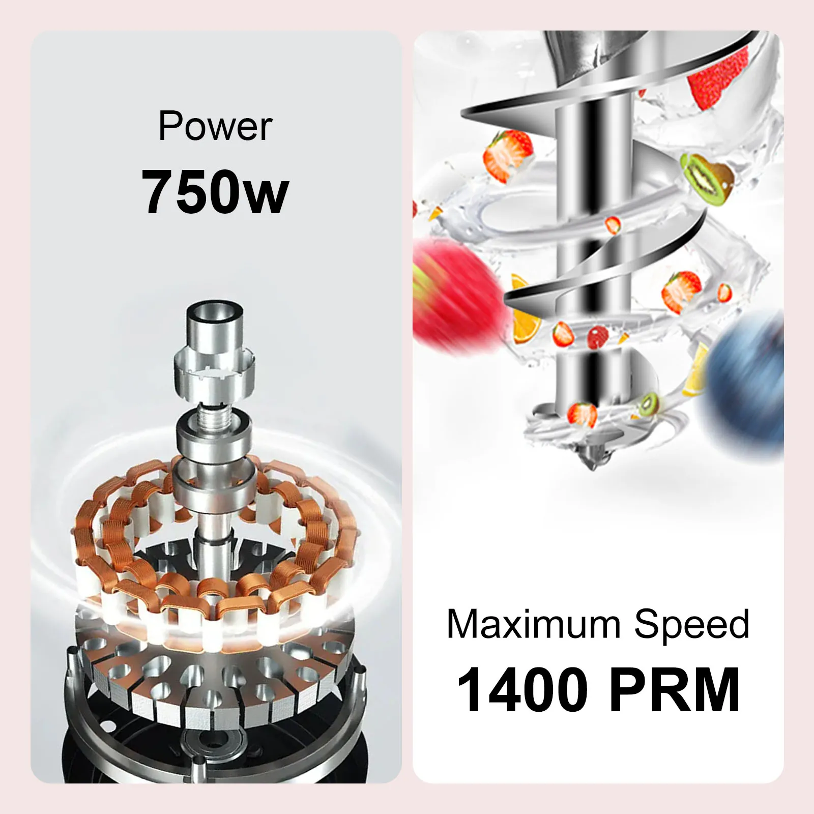 VEVOR frozen yogurt machine, 750w power, 1400 rpm speed, colorful ingredients.