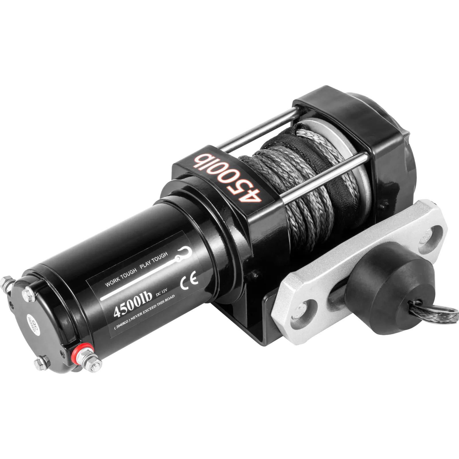 VEVOR truck winch with 4500lb capacity, black metal housing, and strong cable.