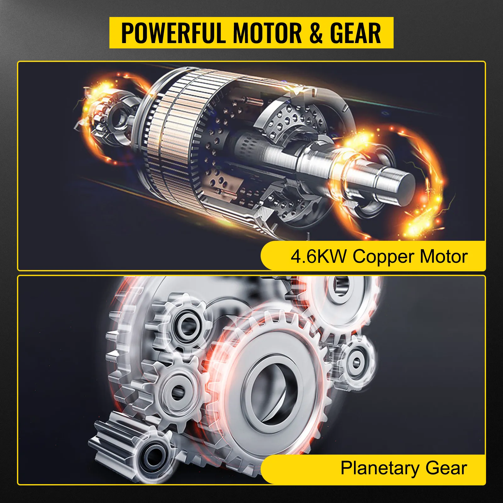 powerful 4.6kw copper motor and planetary gear for VEVOR electric winch.