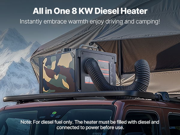 Chauffage Diesel VEVOR 8kW - 12V/24V Portable Pour Camping-car, Camion, Van - Réservoir 4L Avec Télécommande LCD - 4