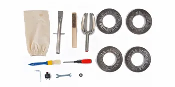 Kit de herramientas y accesorios para molinillo de granos VEVOR con cepillos, llave y placas de molienda.