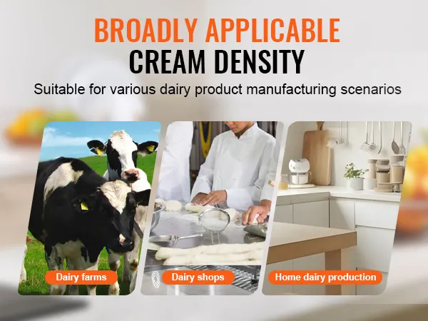 Separador de crema de leche VEVOR ideal para granjas lecheras, tiendas de productos lácteos y producción lechera doméstica. Adecuado para diversos escenarios de fabricación de productos lácteos.