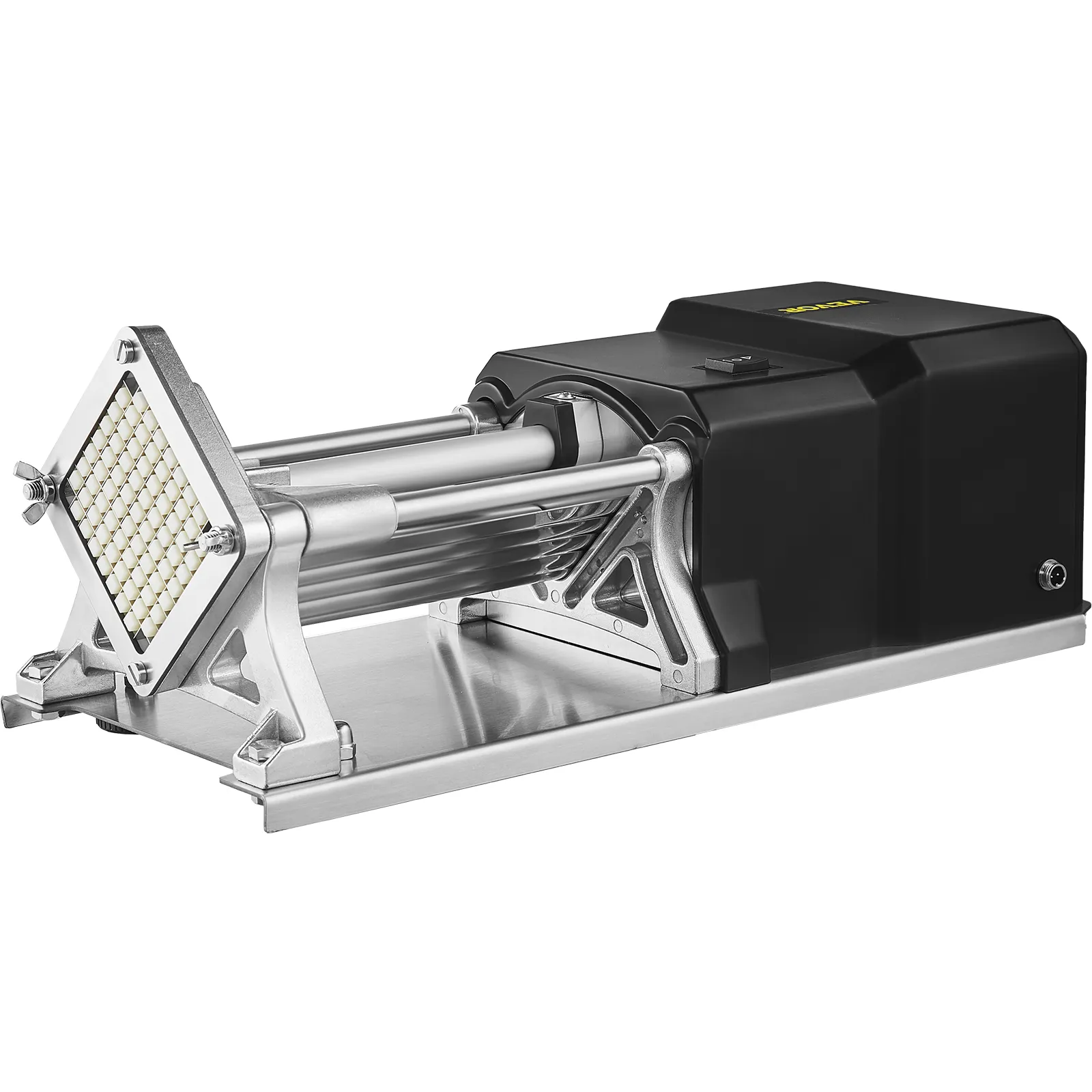 VEVOR electric french fry cutter with stainless steel blades and sturdy base.