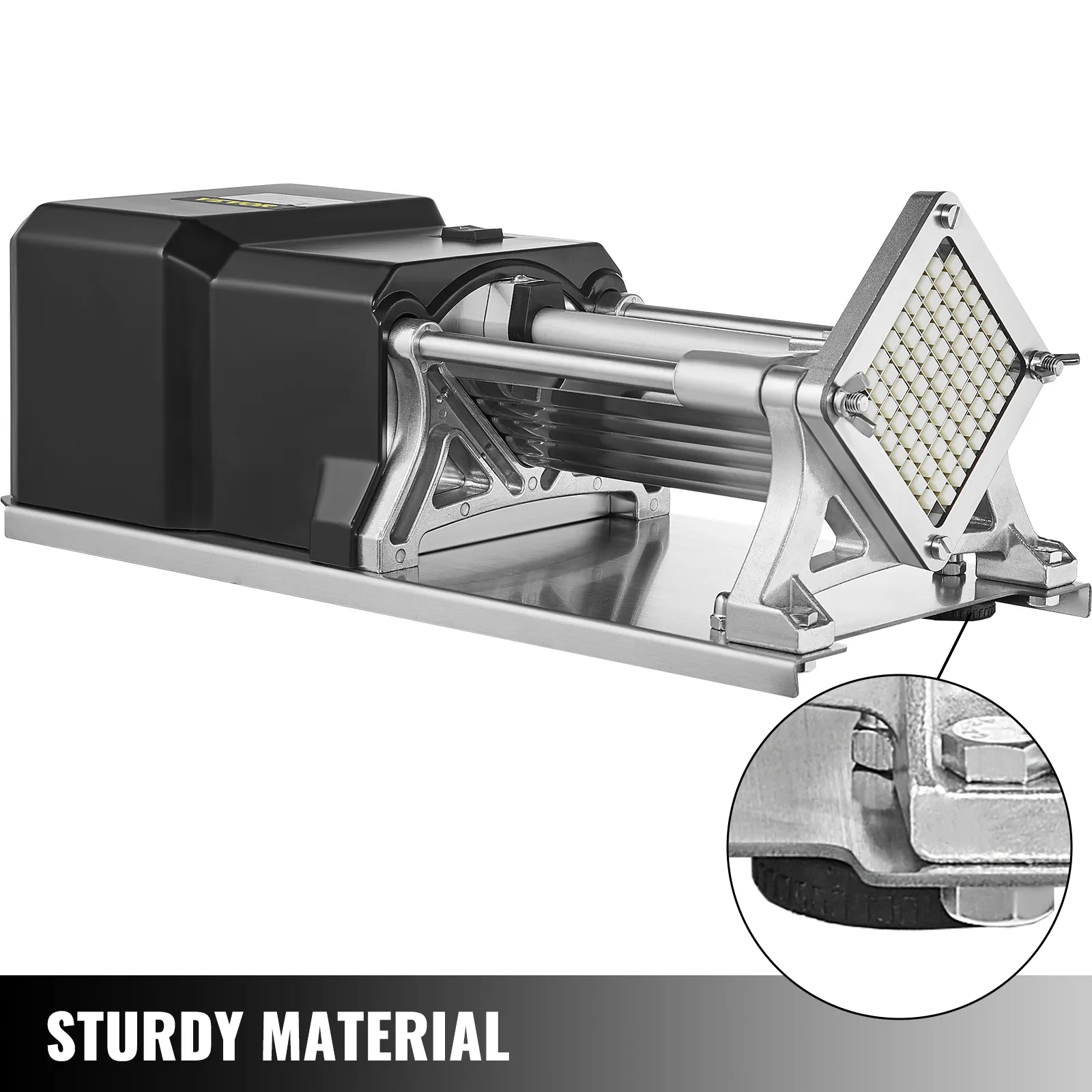 VEVOR electric french fry cutter with stainless steel blades and durable construction.