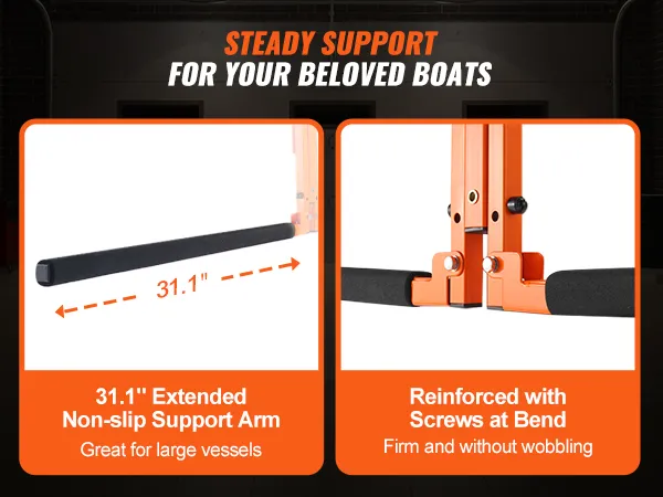 Supporto da soffitto per kayak VEVOR con braccio di supporto antiscivolo da 31,1", rinforzato con viti per una maggiore stabilità.