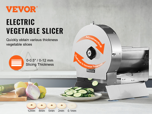 Amazon.com: VEVOR Electric Food Slicer, 0-0.4 In Adjustable
