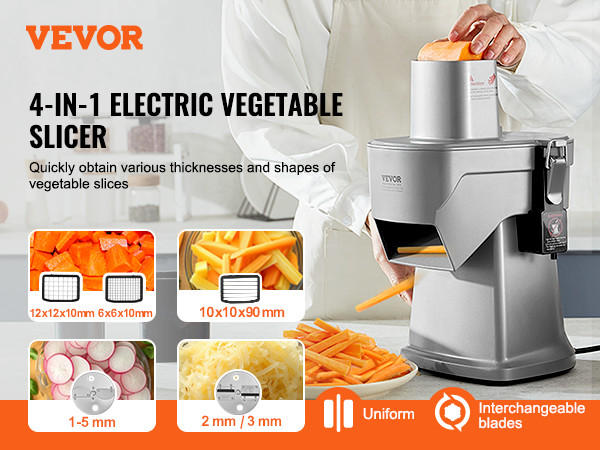 VEVOR Electric Vegetable Slicer, 4 in 1 Multifunctional Food