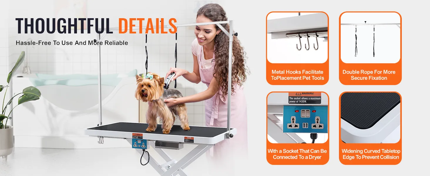 VEVOR 50" Electric Pet Grooming Table, Heavy Duty Dog Grooming Arm for Large Dogs, Height Adjustable Dog Grooming Station, Anti Slip Tabletop/Dog Grooming Station, Max Bearing 400LBS