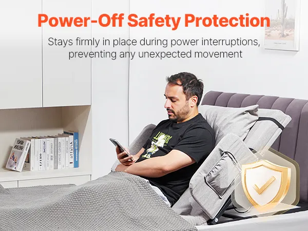 VEVOR Electric Lifting Backrest for Bed, 300 lbs Capacity, 4-68° Adjustable Lifting Bed Backrest, with Guardrail Armrest & Storage Pouch, Machine Washable, for Pregnant Women Elderly Patient Handicap