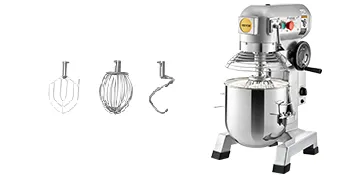 Batidora de alimentos comercial VEVOR con accesorios sobre fondo blanco.