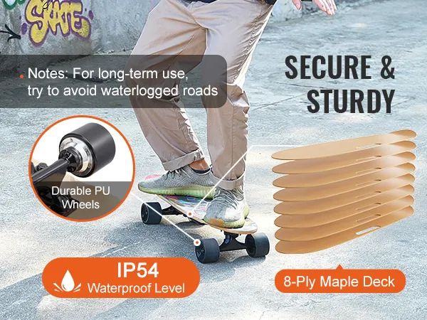 VEVOR Electric Longboard Skateboard with Control 5 Miles Range for Adults Kids