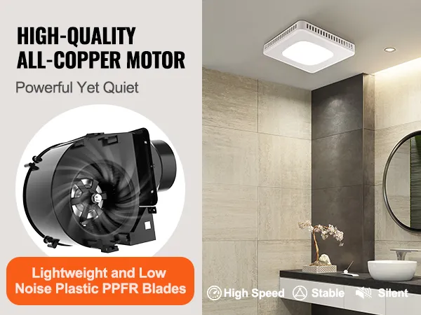 Baño de alta calidad con extractor de baño VEVOR, aspas ligeras de ppfr. Alta velocidad, estable, silencioso.