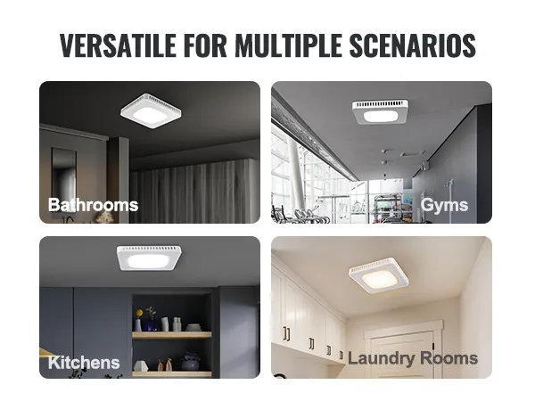 Extractor de aire para baño VEVOR, versátil para baños, gimnasios, cocinas y lavaderos.