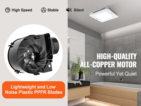 Extractor de aire para baño VEVOR con funcionamiento silencioso, estable y de alta velocidad con aspas ligeras de ppfr.