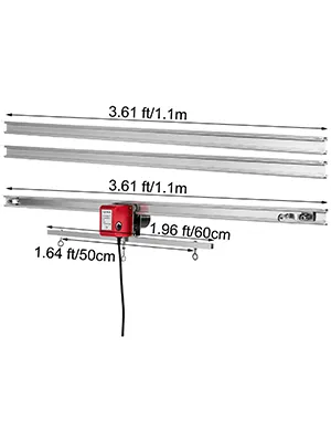 Kit de transporte de luces de cultivo para interiores VEVOR con dimensiones etiquetadas para su instalación.