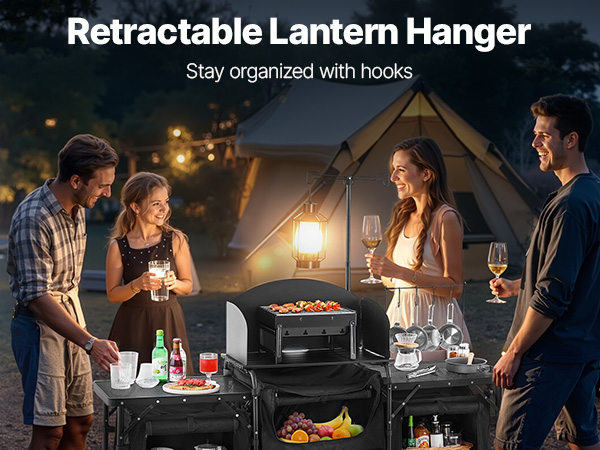 VEVOR Camping Kitchen Table – 28 lbs, 3-Side Windscreen