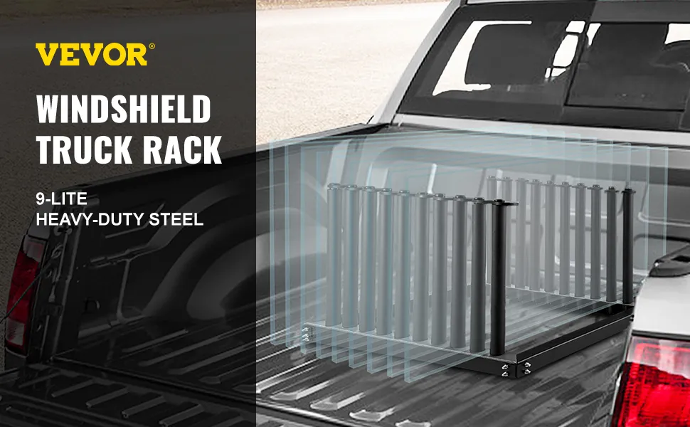 VEVOR windshield rack for truck bed, 9-lite heavy-duty steel rack.