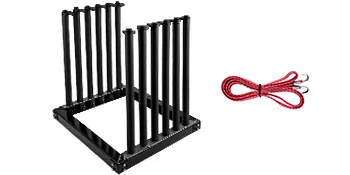 VEVOR windshield rack with black frame and red bungee cord.