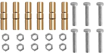 gold connectors and silver bolts with nuts for VEVOR bucket tooth bar.