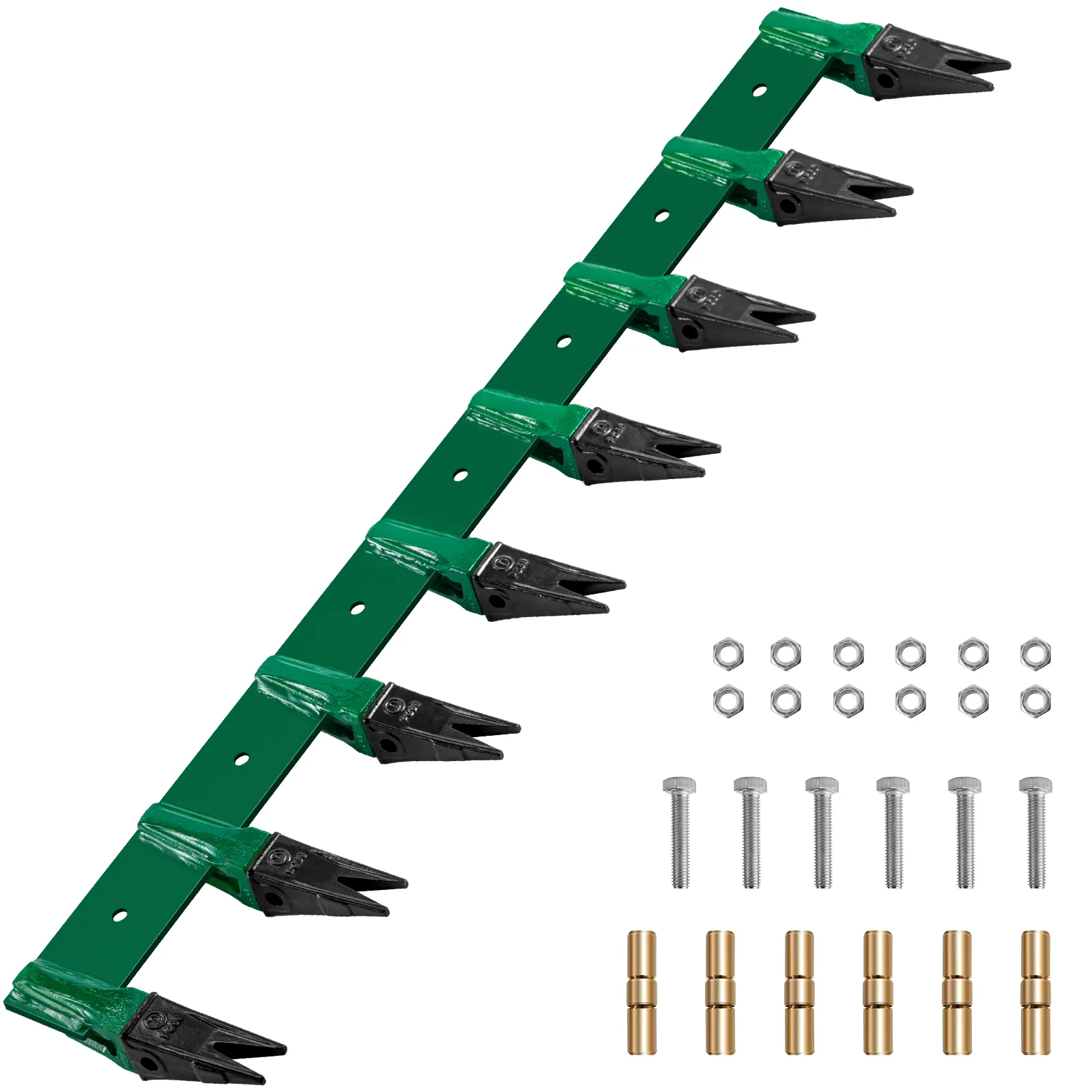 VEVOR bucket tooth bar with installation hardware including bolts and nuts.