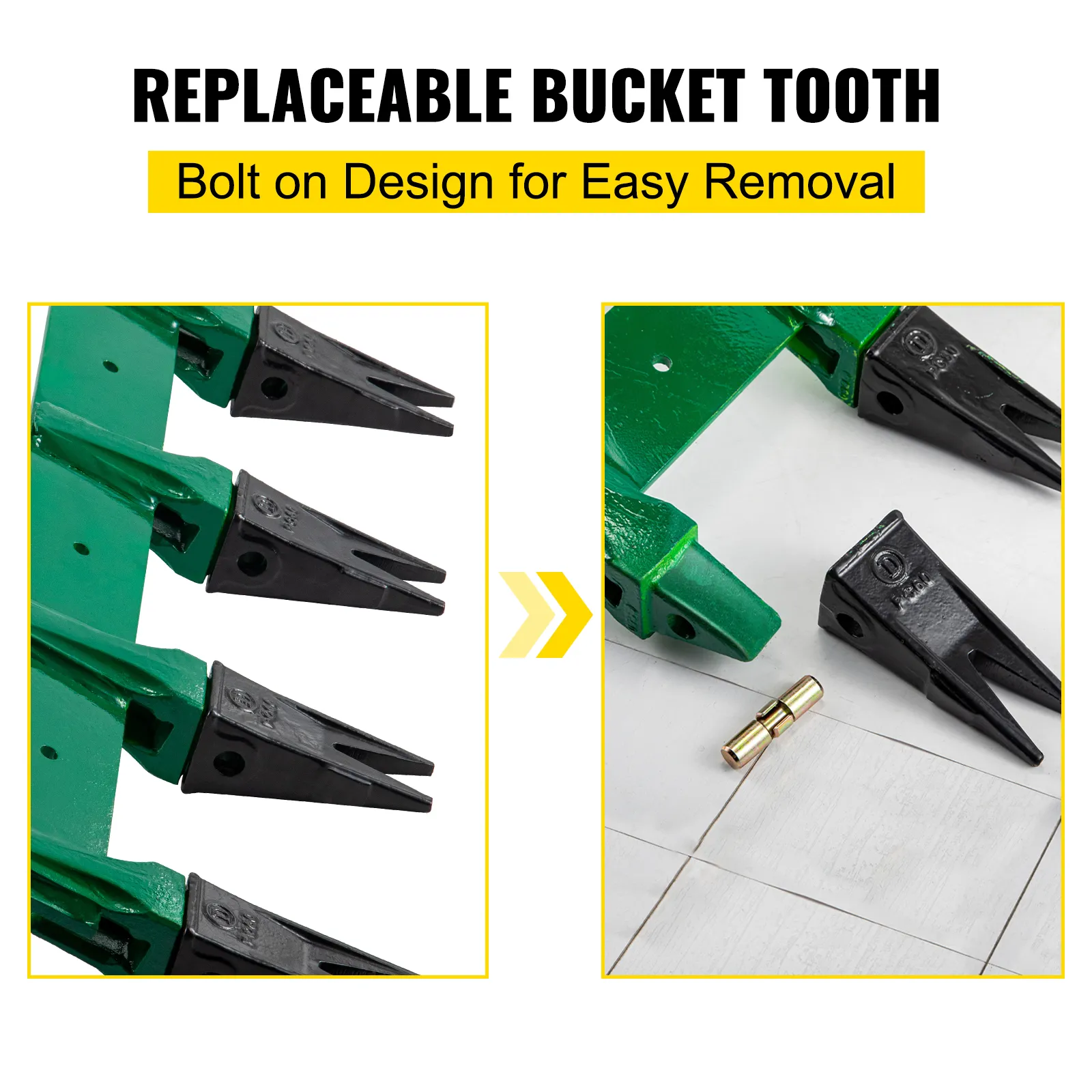 VEVOR bucket tooth bar with bolt-on design for easy removal and replacement.