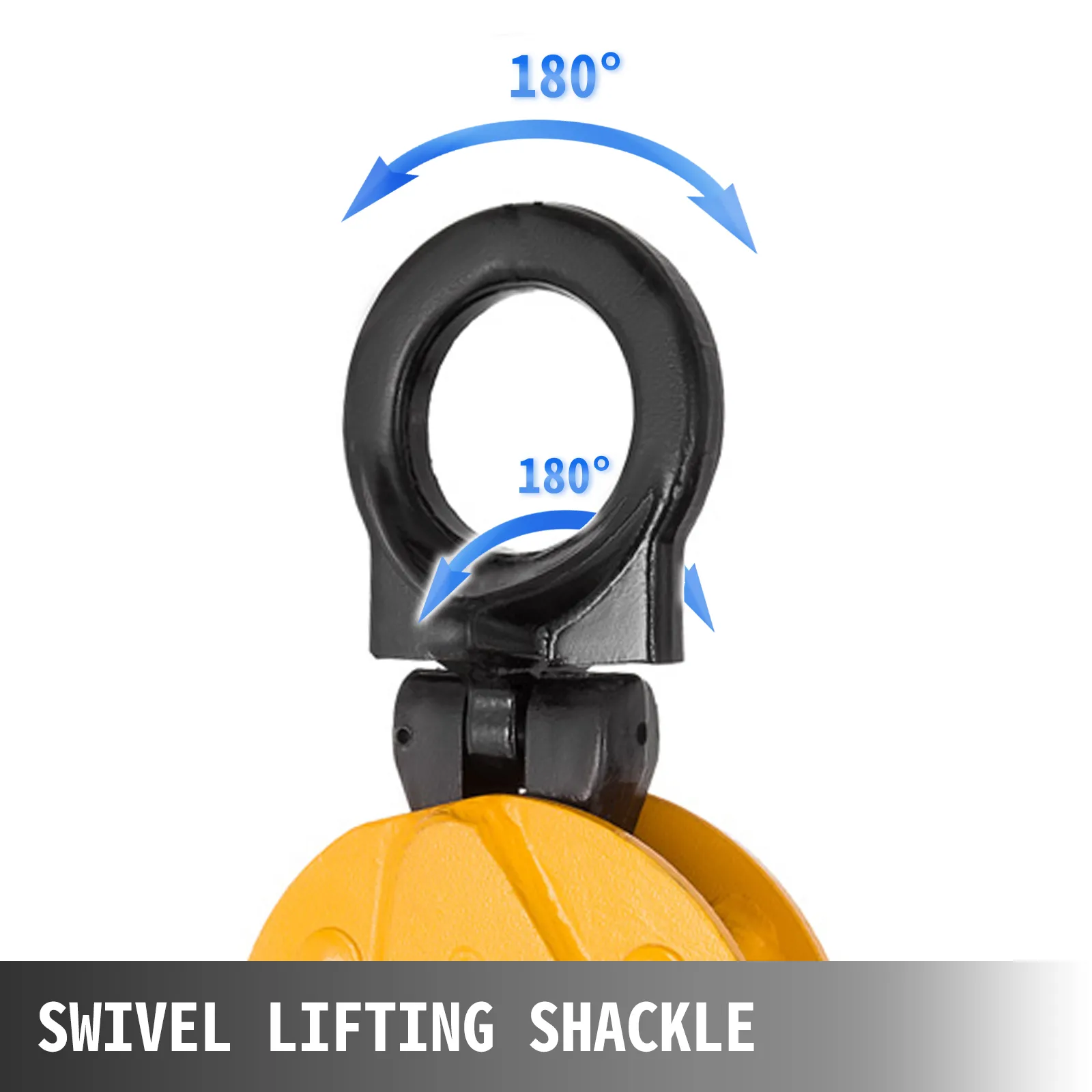 swivel lifting shackle of VEVOR plate lifting clamp with 180-degree rotation.