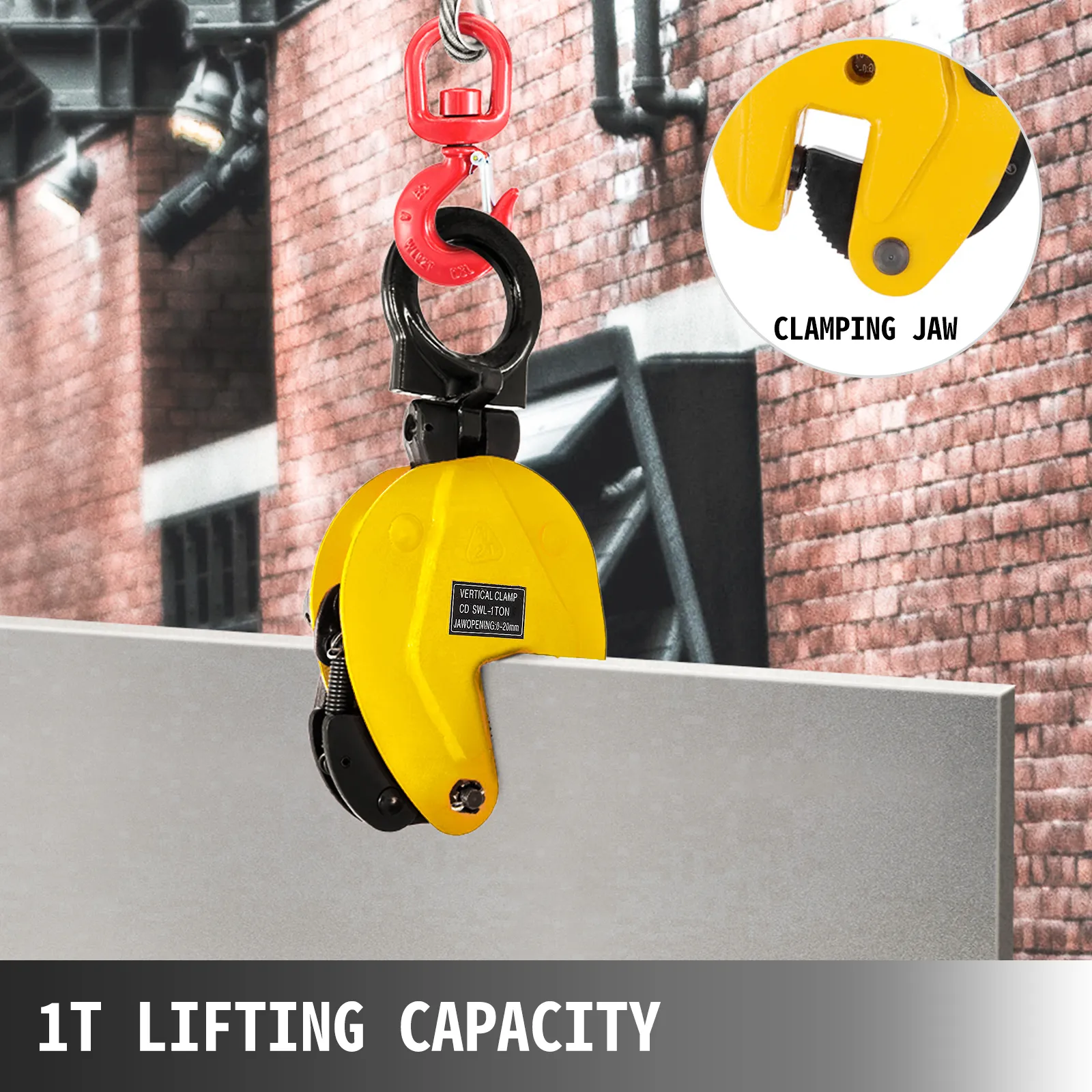 VEVOR plate lifting clamp with 1t lifting capacity, showcasing clamping jaw.
