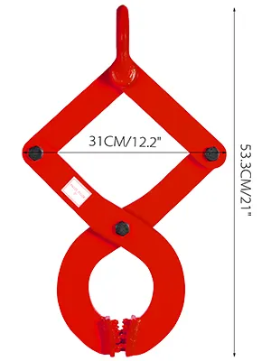 VEVOR pallet puller in red with dimensions: 31cm/12.2" width, 53.3cm/21" height.