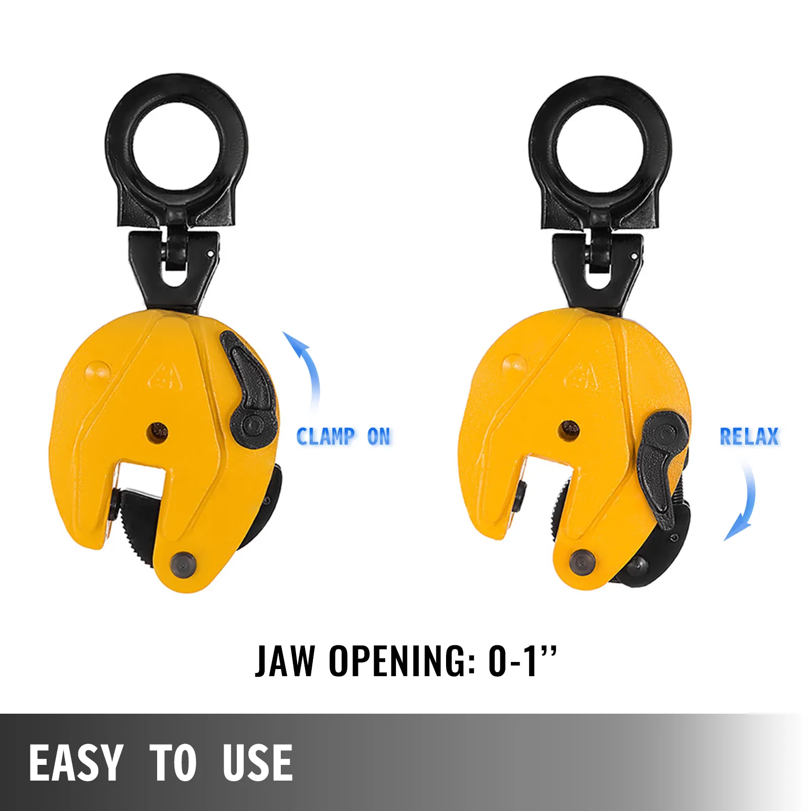 VEVOR plate lifting clamp with adjustable jaw opening: 0-1'', easy to use.