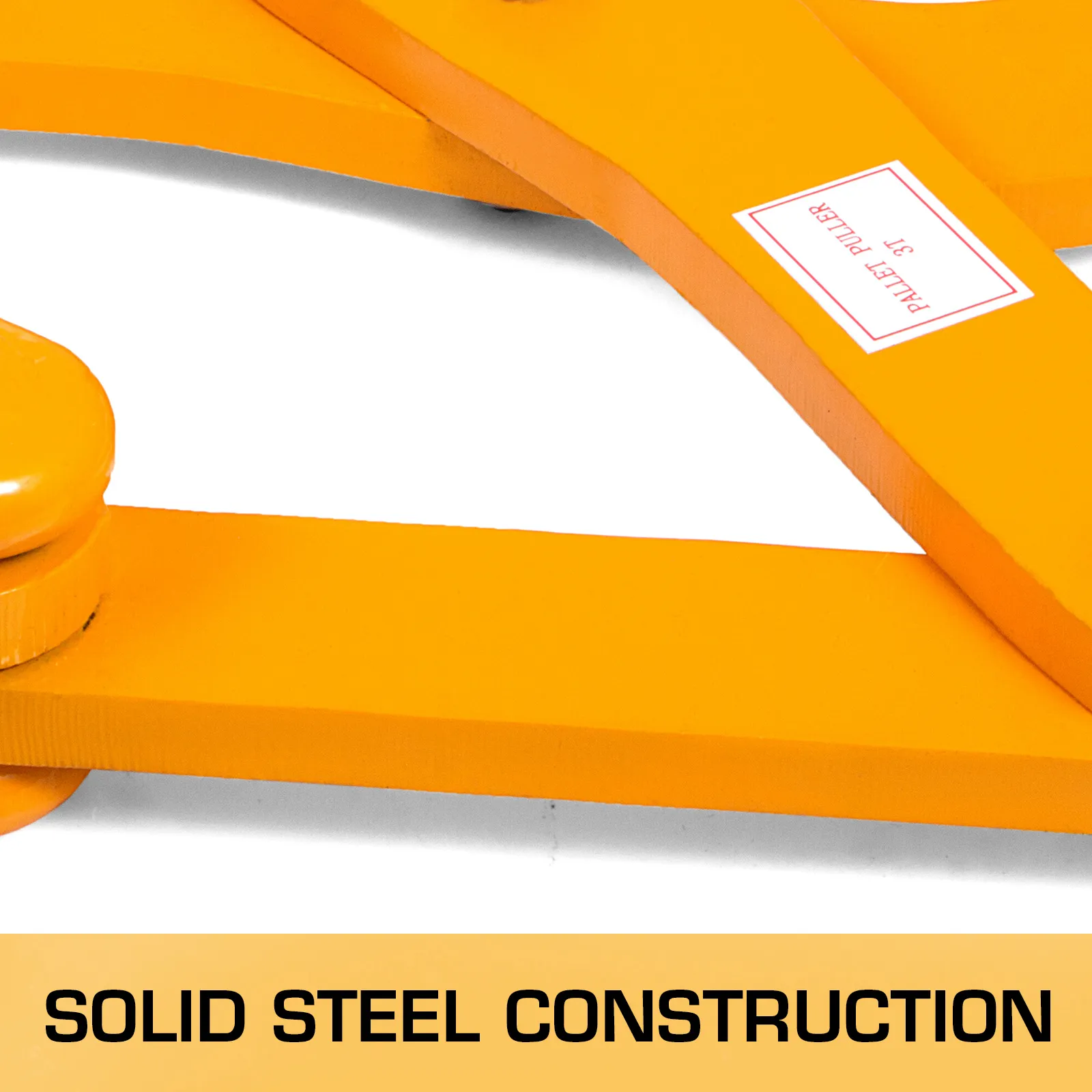 VEVOR pallet puller with solid steel construction in bright orange.