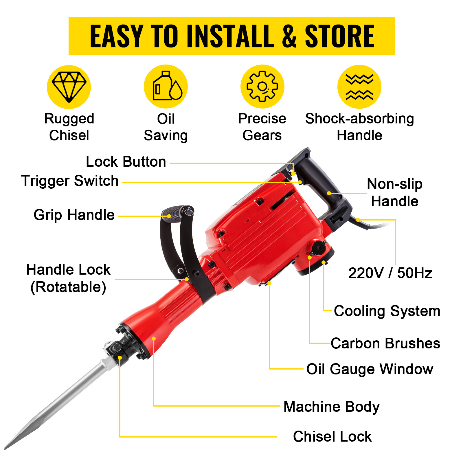 Heavy Electronics DESCEND 箱説付属　アンチブースター VEVOR Demolition Jack Hammer, MAX 1400W Electric Jackhammer