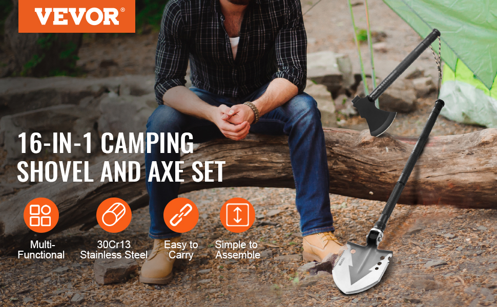 VEVOR 16-in-1 Survival Tool Kit — 30Cr13 Steel & Sharp Axe
