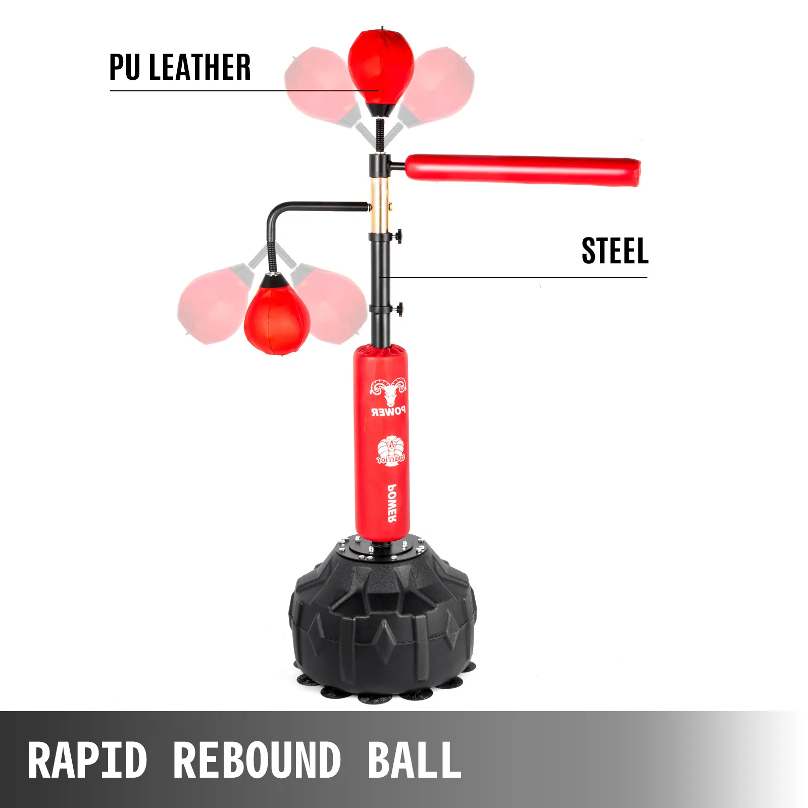 VEVOR boxing speed trainer with pu leather and steel construction, rapid rebound ball.