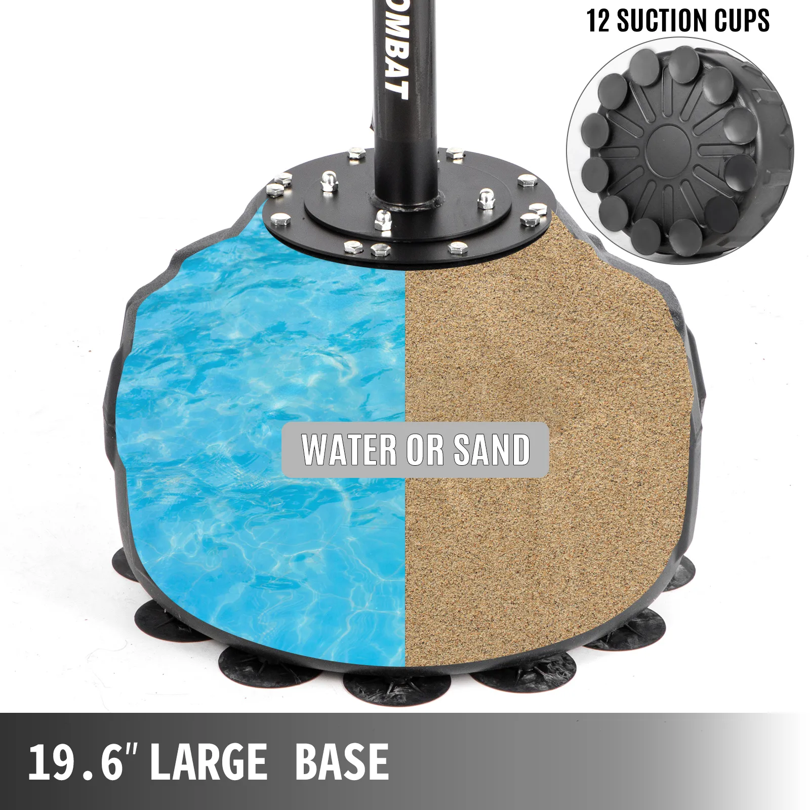 VEVOR boxing speed trainer base with water or sand filling options and 12 suction cups