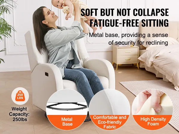 Elektrischer Relaxsessel von VEVOR mit 113 kg Tragkraft, umweltfreundlichem Stoff und hochdichtem Schaumstoff für ein gemütliches Schlafzimmer.